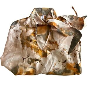 Jin Dan OSFM Elegant Top Multicolor Women Poncho Open Satin Tie Neck Beaded